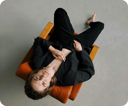 Fashion photography with orange sneakers